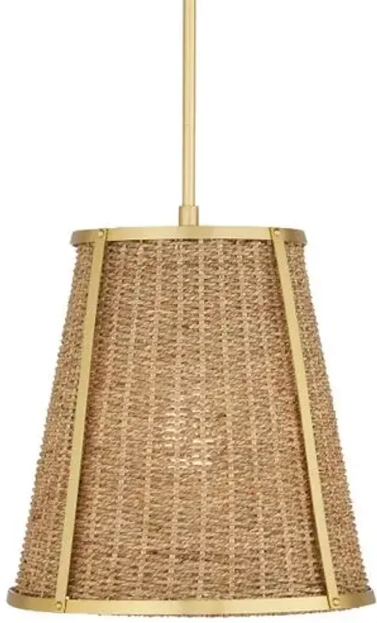 Deauville Seagrass Pendant - Natural/Polished Brass - Currey & Company - Brown