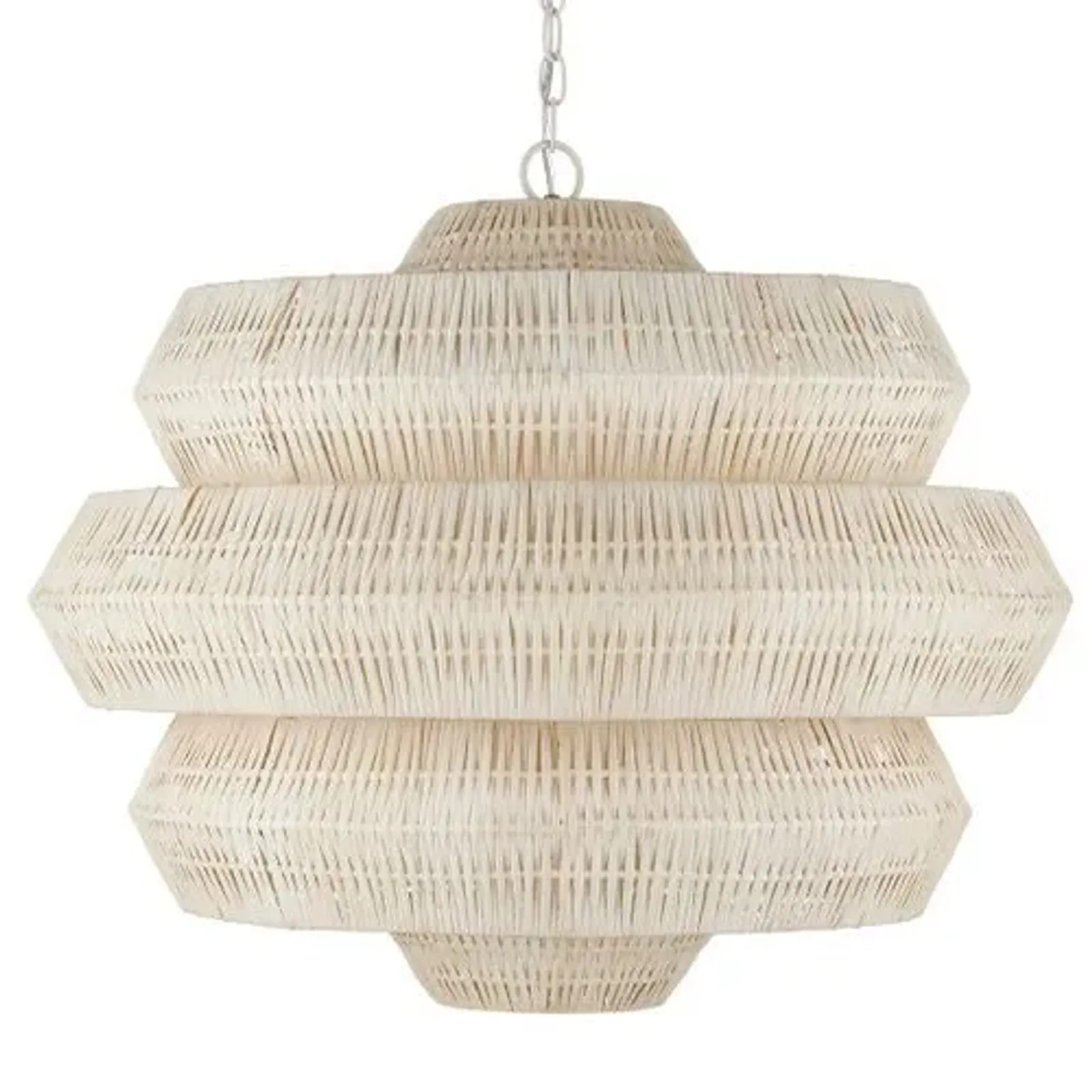 Antibes Medium Rattan Chandelier - Bleached Natural - Currey & Company - White