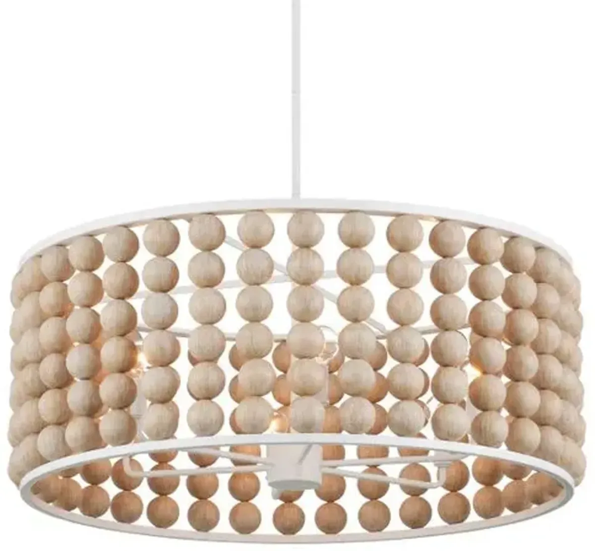 Holcroft Beaded Chandelier - Sandstone/Sugar White - Currey & Company - Beige