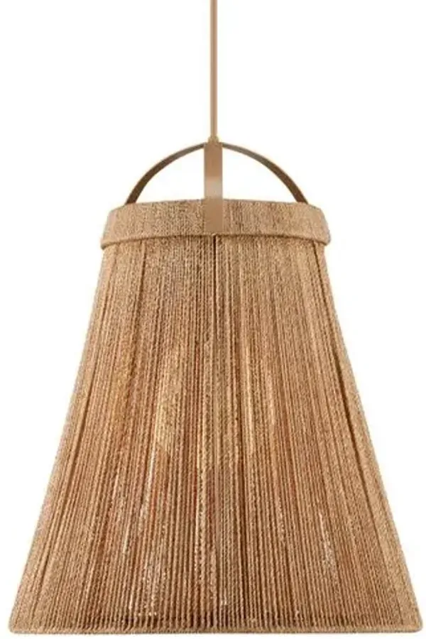 Parnell Abaca Rope Pendant - Currey & Company - Beige