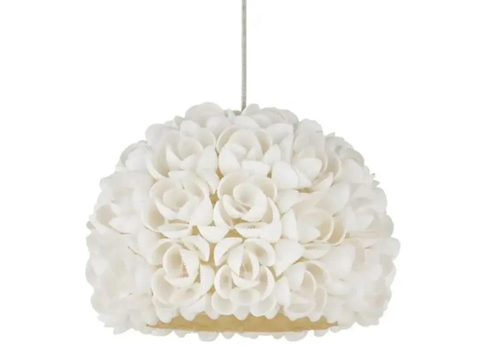 Virtu 1-Light Clamrose Shell Pendant - White - Currey & Company