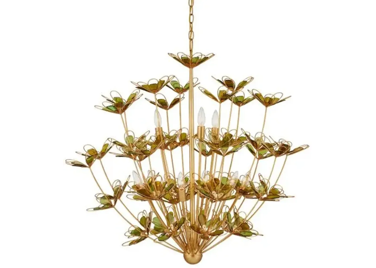 Midsummer Chandelier - Green/Gold - Currey & Company