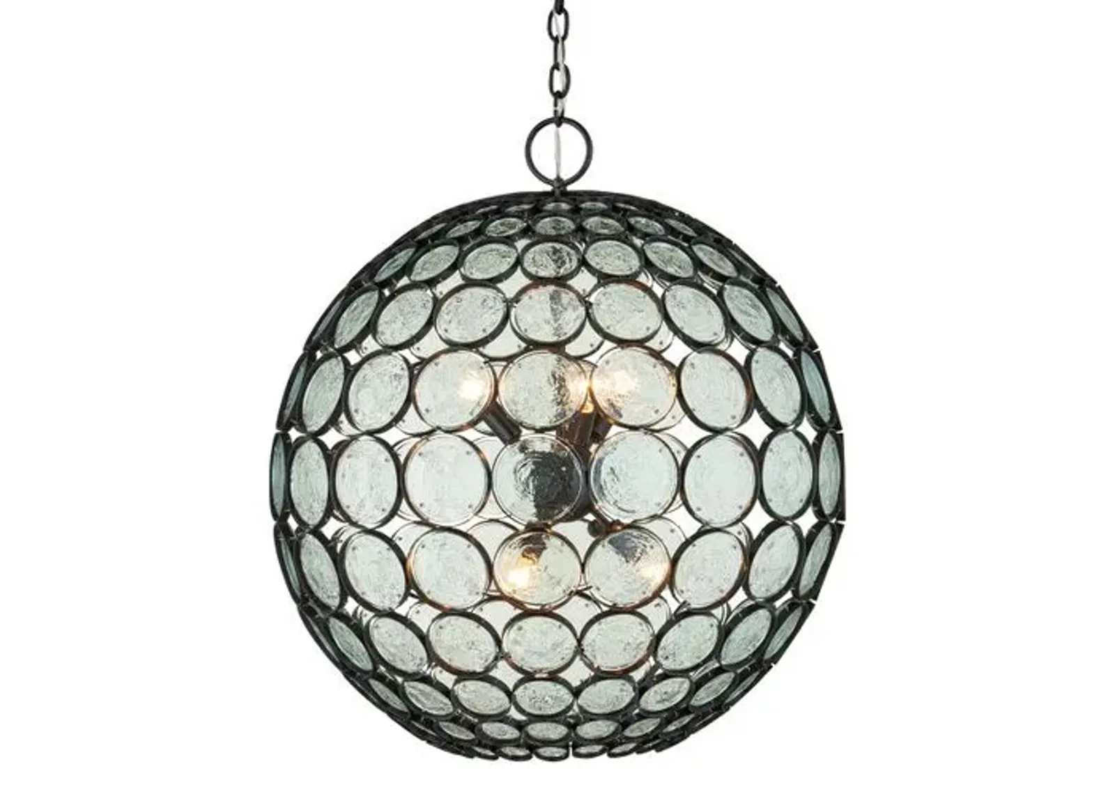 Etude Recycled Glass Orb Chandelier - Clear/Satin Black - Currey & Company