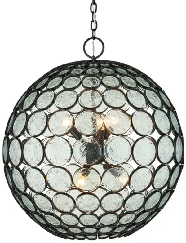Etude Recycled Glass Orb Chandelier - Clear/Satin Black - Currey & Company