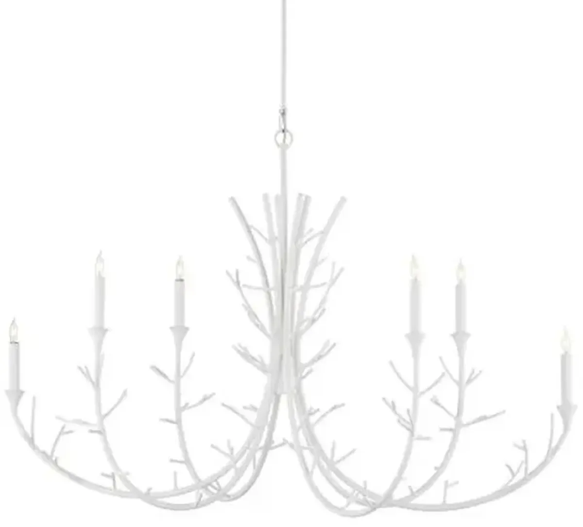 Twiggy Oval Chandelier - Gesso White - Currey & Company