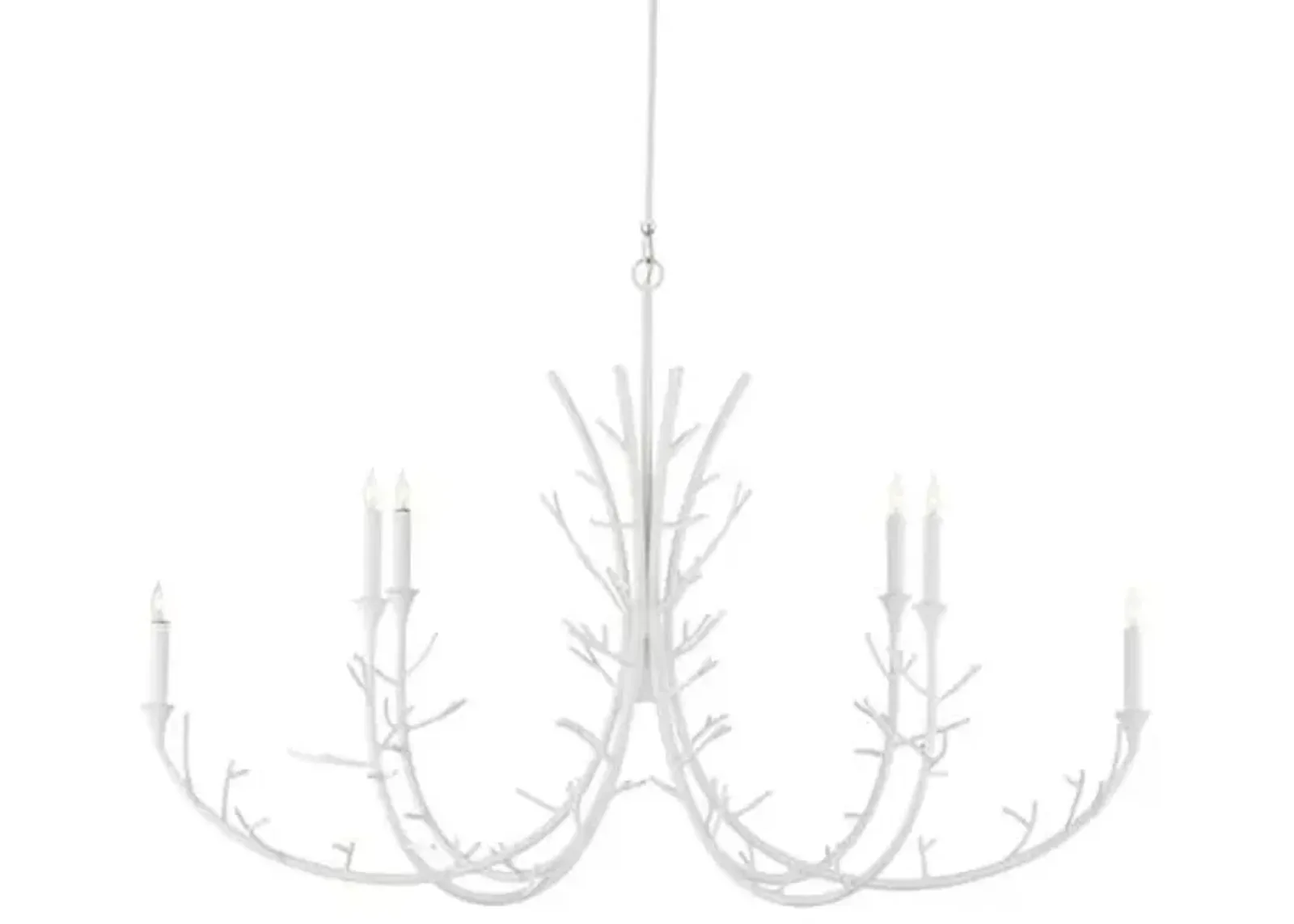 Twiggy Oval Chandelier - Gesso White - Currey & Company