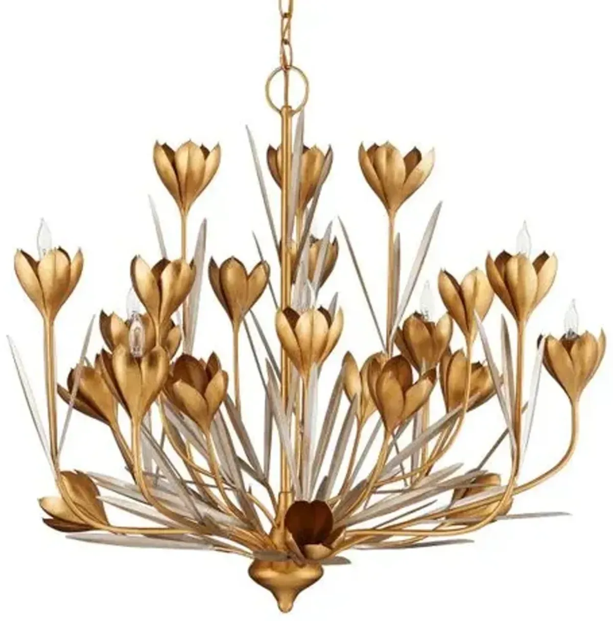 Hortensia Flower Chandelier - Gold - Currey & Company