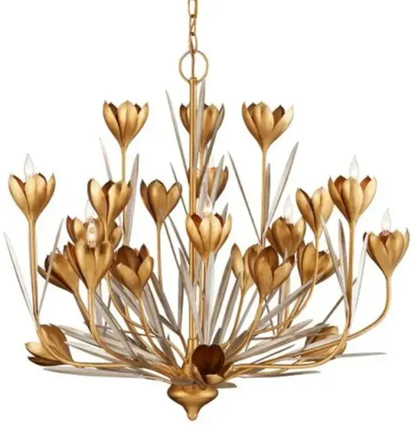 Hortensia Flower Chandelier - Gold - Currey & Company