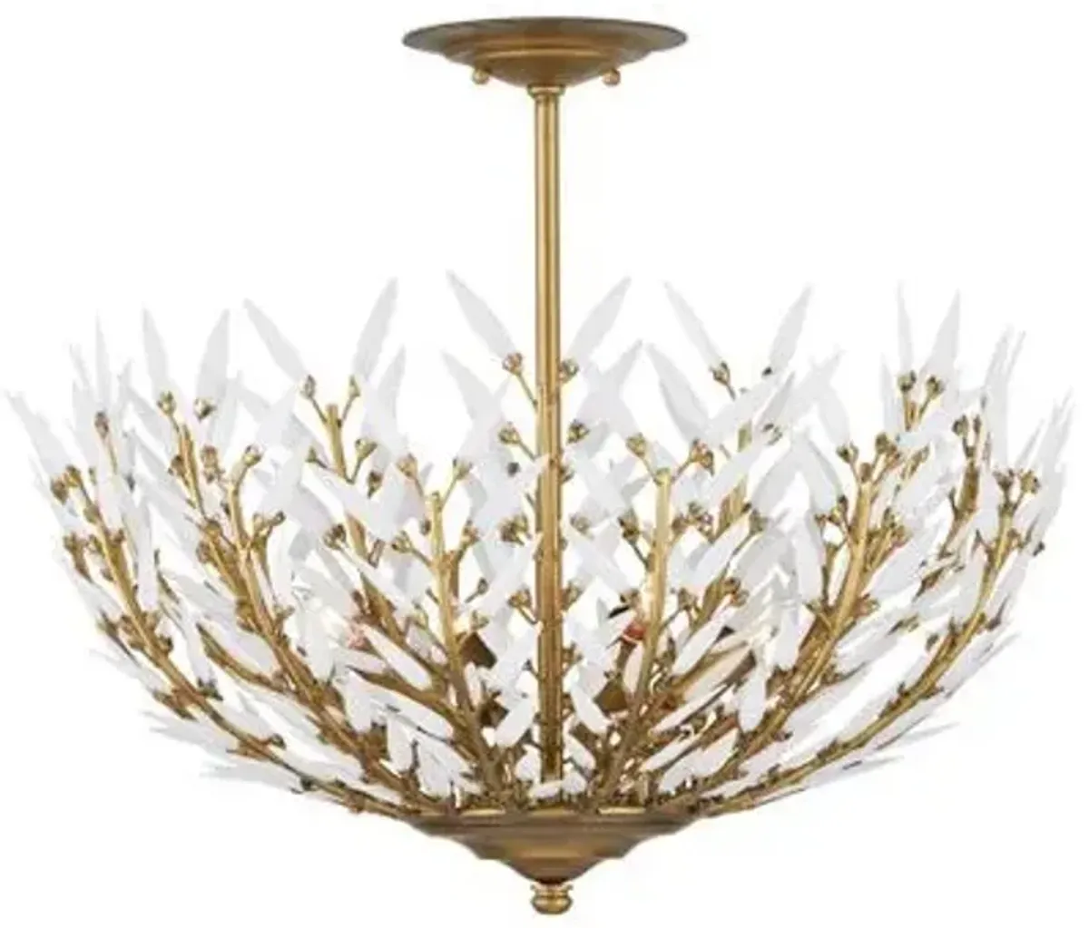 Magnum Opus Semi-Flush Mount - Brass/White - Currey & Company - Gold