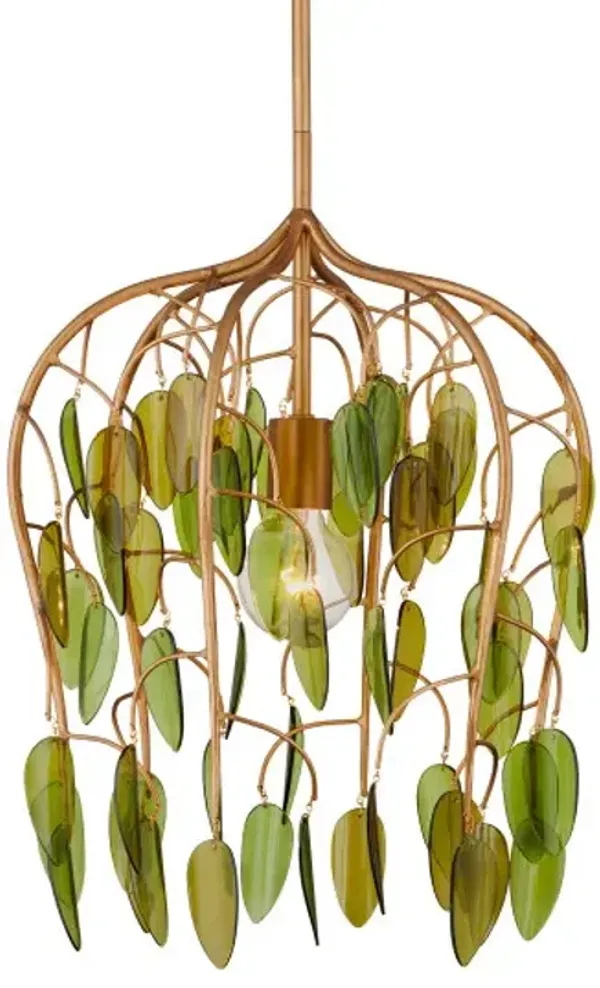 Midsummer Pendant - Brass/Green - Currey & Company