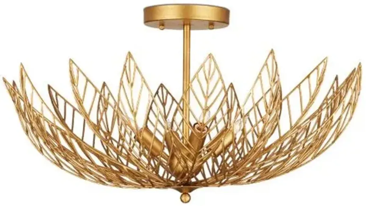 Leaflace Semi Flush Mount - Gold - Currey & Company