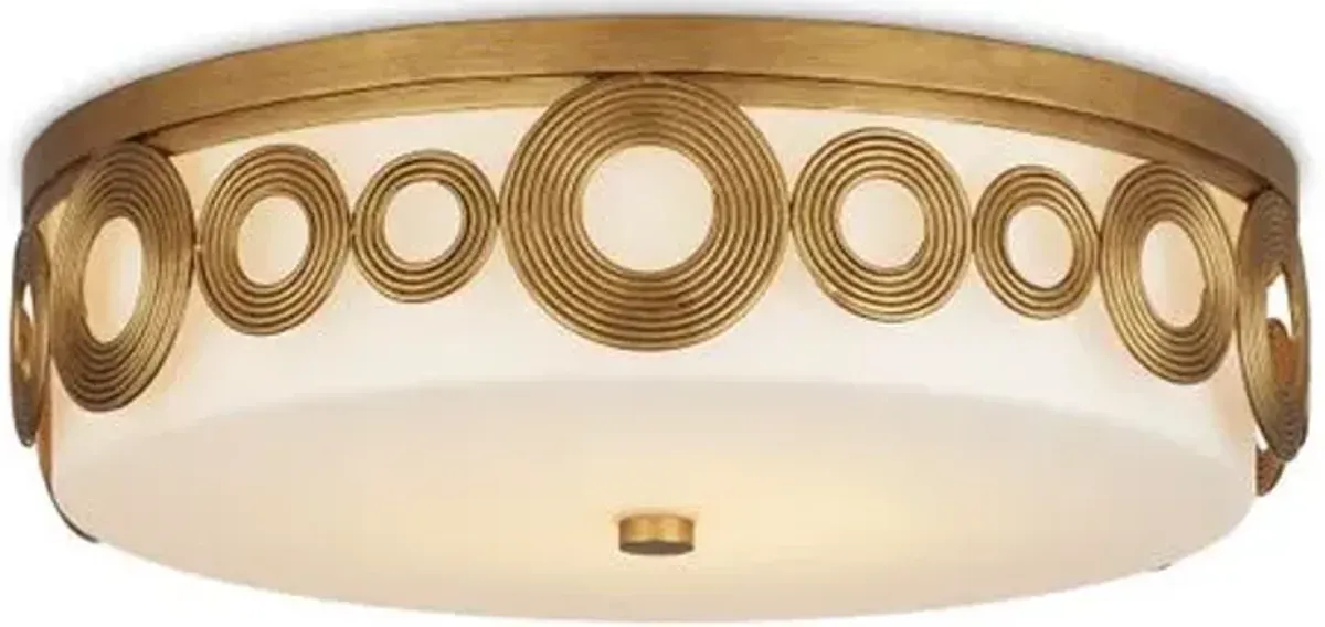 Gyges Flush Mount - Brass/White - Currey & Company