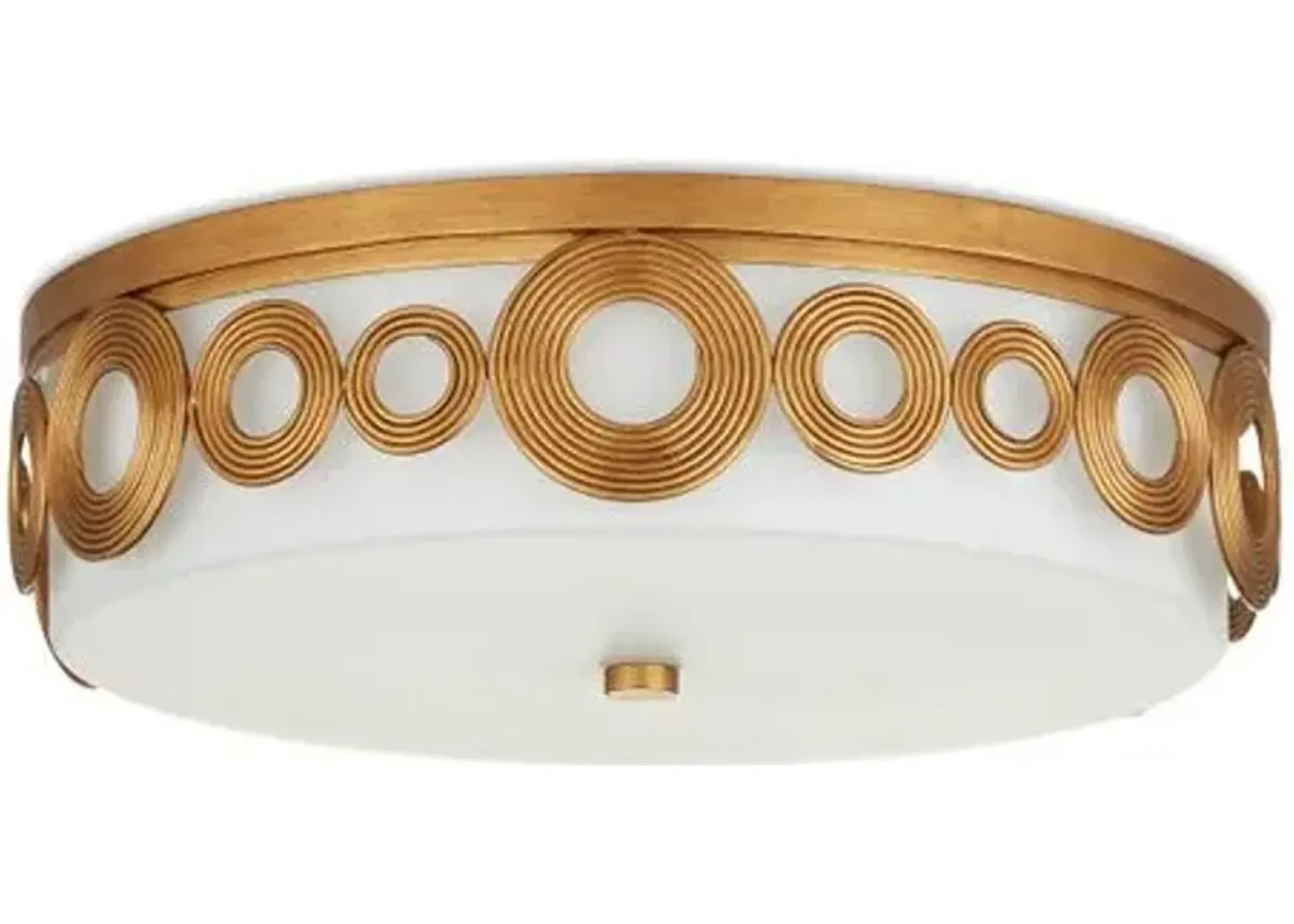 Gyges Flush Mount - Brass/White - Currey & Company