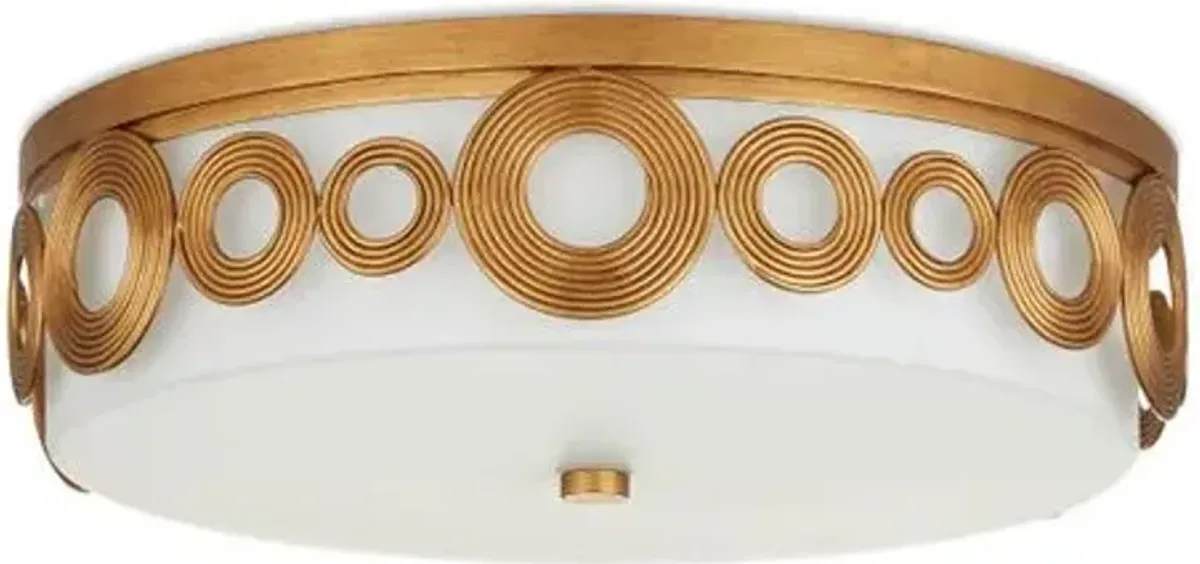 Gyges Flush Mount - Brass/White - Currey & Company