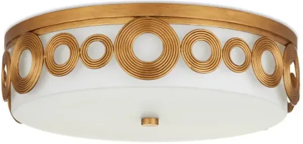 Gyges Flush Mount - Brass/White - Currey & Company