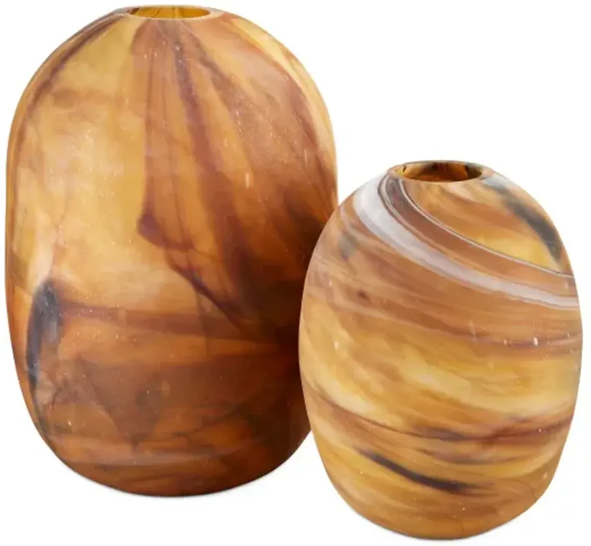 S/2 Desert Storm Vases, Dark Amber Swirl