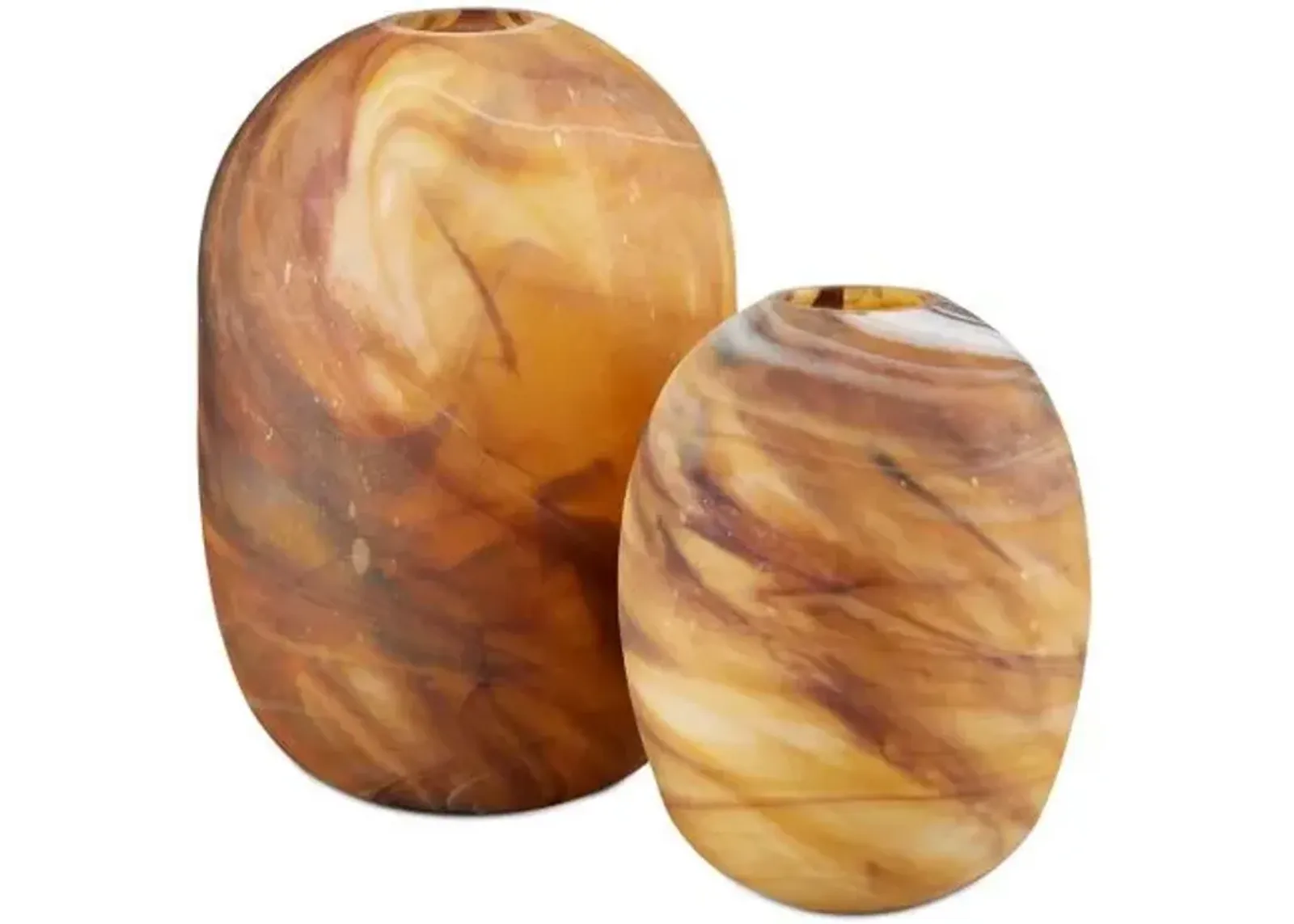 Set of 2 Desert Storm Vases - Dark Amber Swirl - Currey & Company - Brown