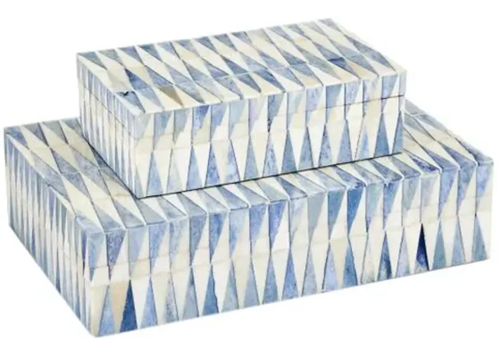 Set of 2 Nadene Bone Inlay Boxes - Blue/White - Currey & Company