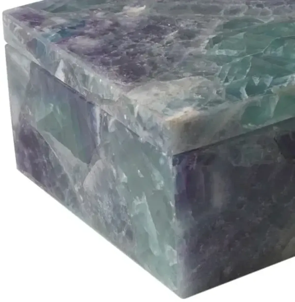 Fluorite Box - Natural - Currey & Company - Blue