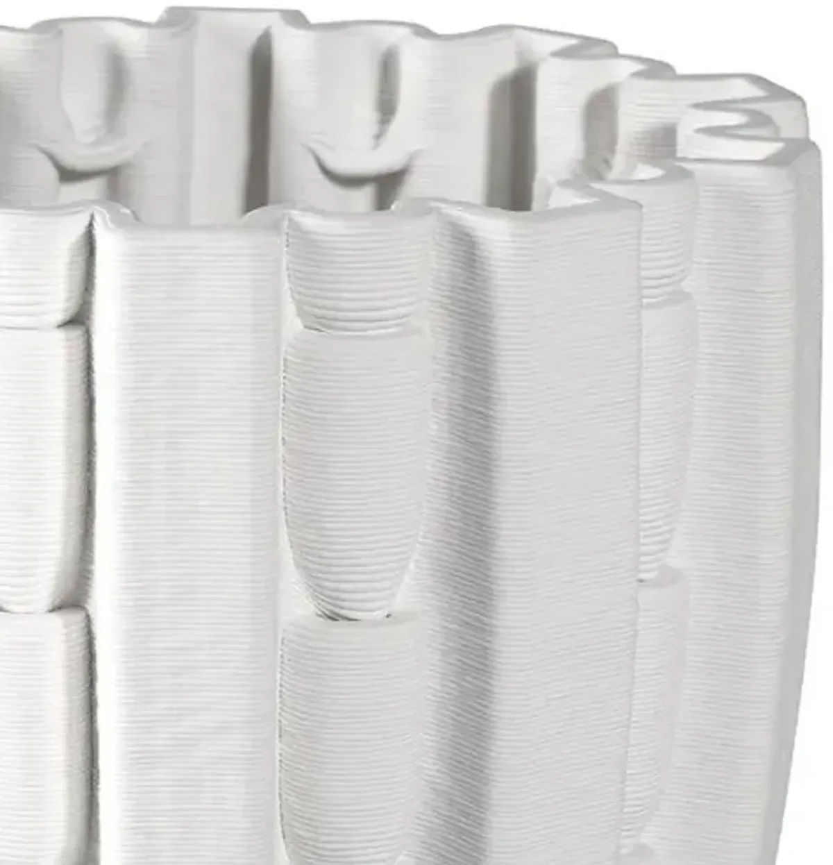 Fluted Vase - White - Currey & Company