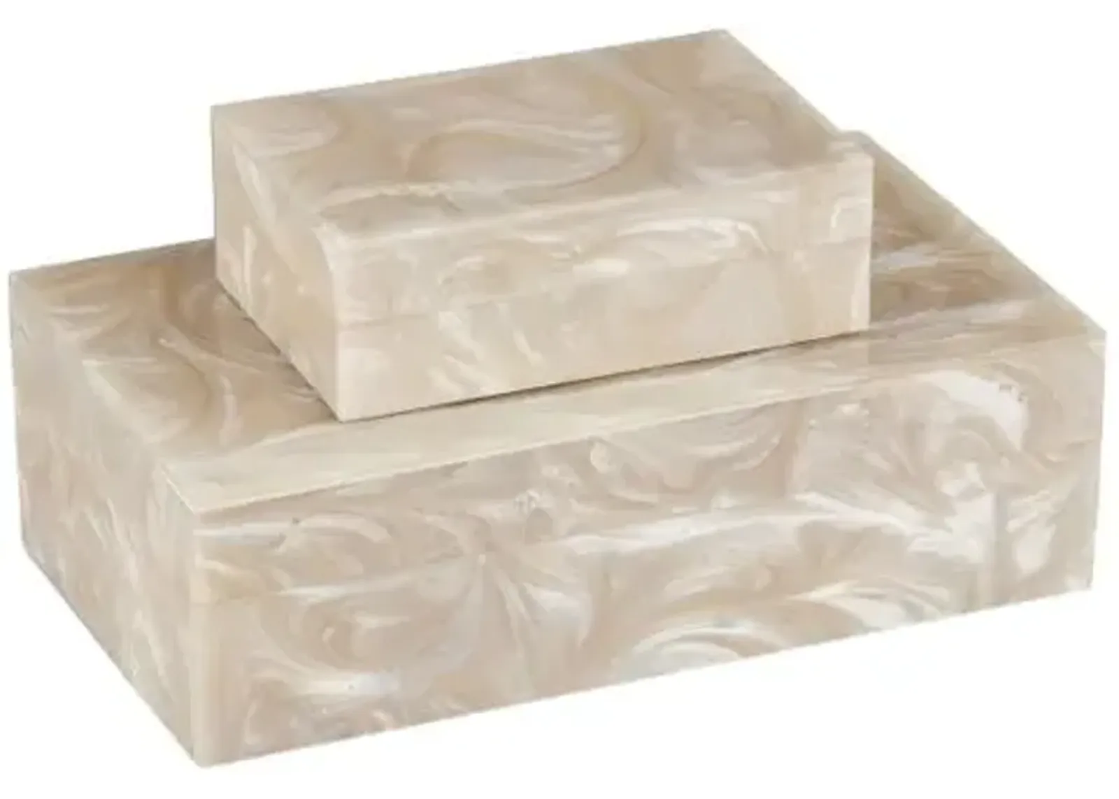 Set of 2 Perlas Swirl Boxes - Ivory/Natural - Currey & Company