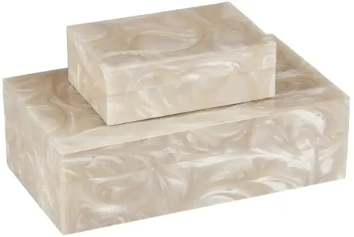 Set of 2 Perlas Swirl Boxes - Ivory/Natural - Currey & Company