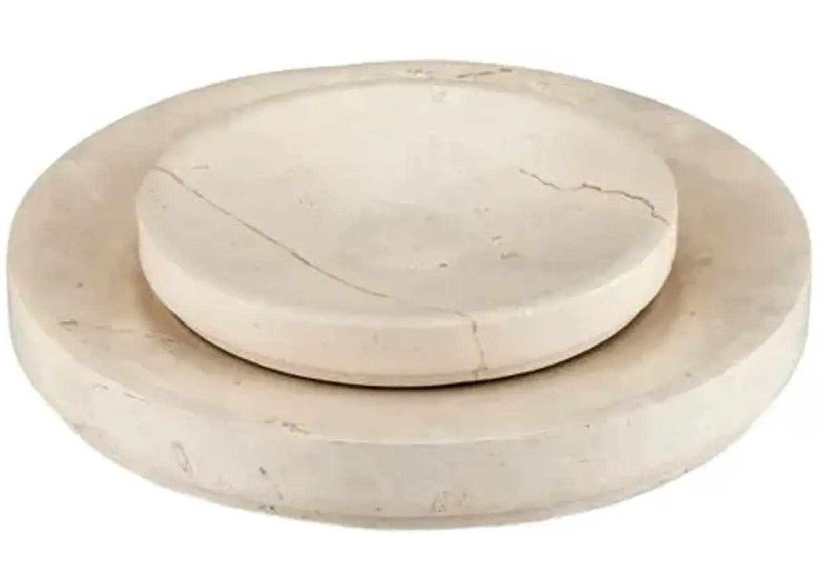 Set of 2 Grecco Marble Low Bowls - Natural - Currey & Company - Ivory