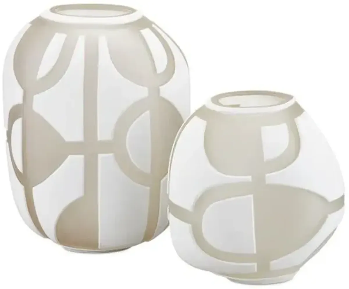 Set of 2 Art Decortif Vases - Opaque White - Currey & Company