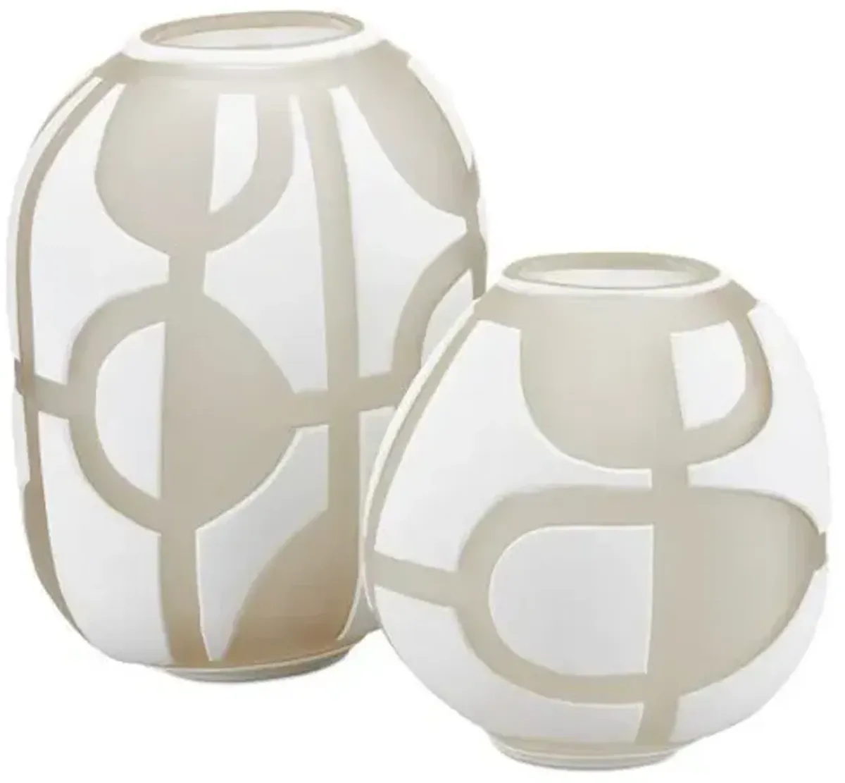 Set of 2 Art Decortif Vases - Opaque White - Currey & Company