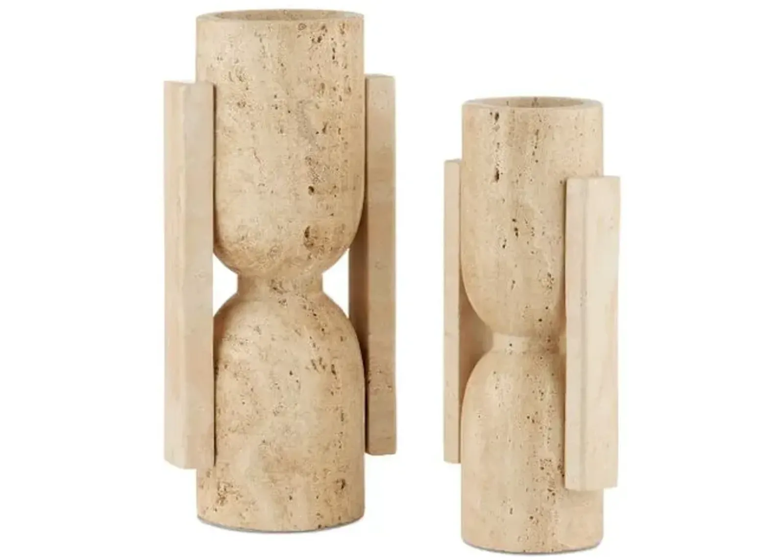 Set of 2 Stone Vases - Natural - Currey & Company - Brown