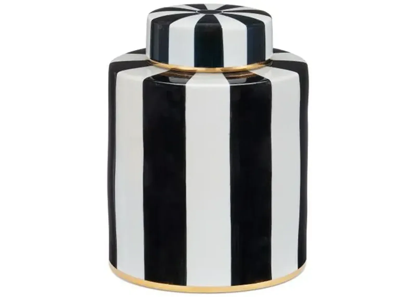 Rayures Small Tea Canister - Ivory - Currey & Company - Black