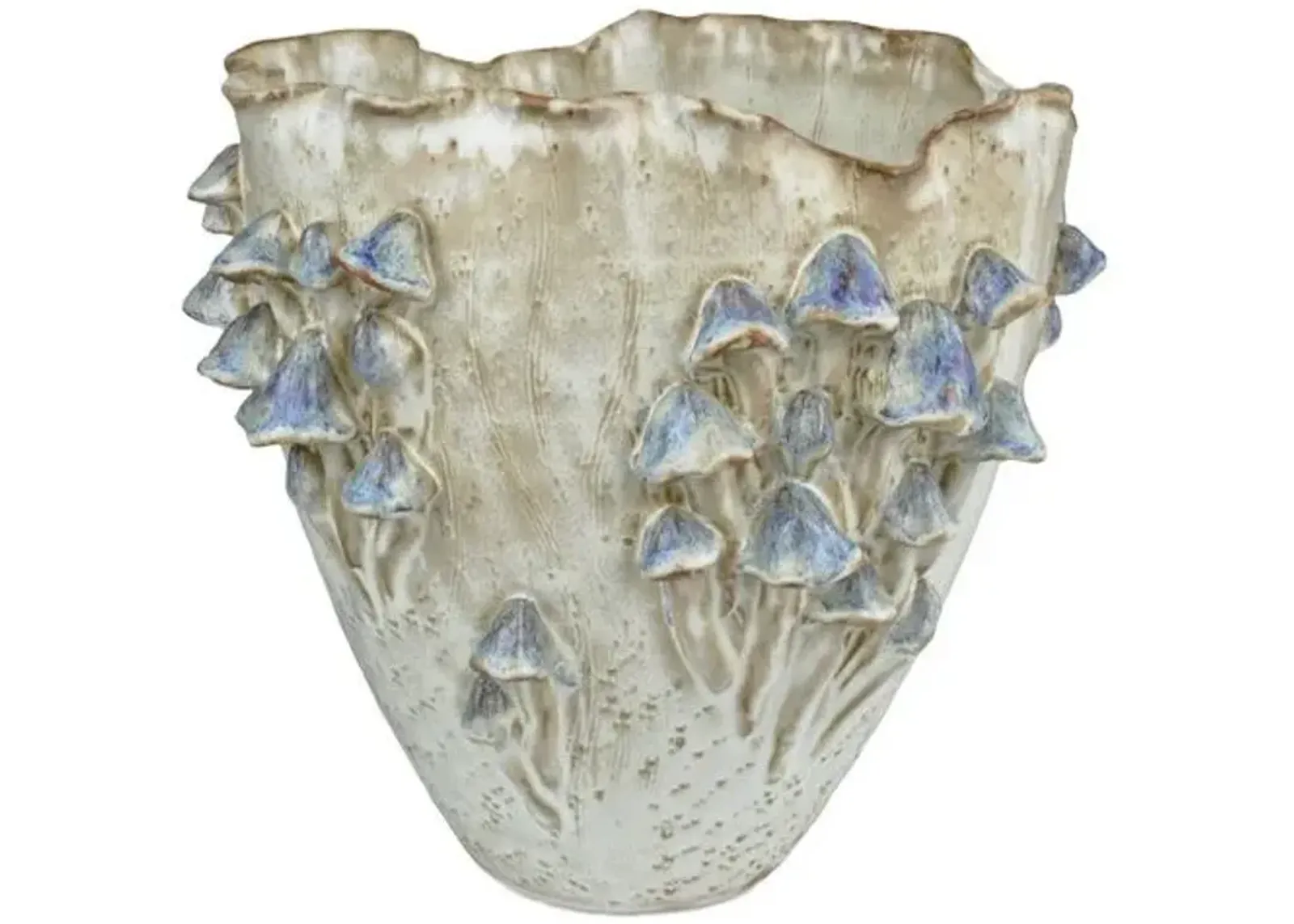 Black Forest Mushrooms Vase - Cream/Reactive Blue - Currey & Company