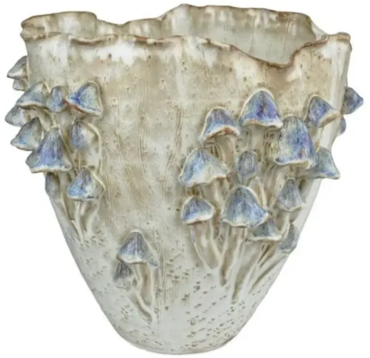 Black Forest Mushrooms Vase - Cream/Reactive Blue - Currey & Company