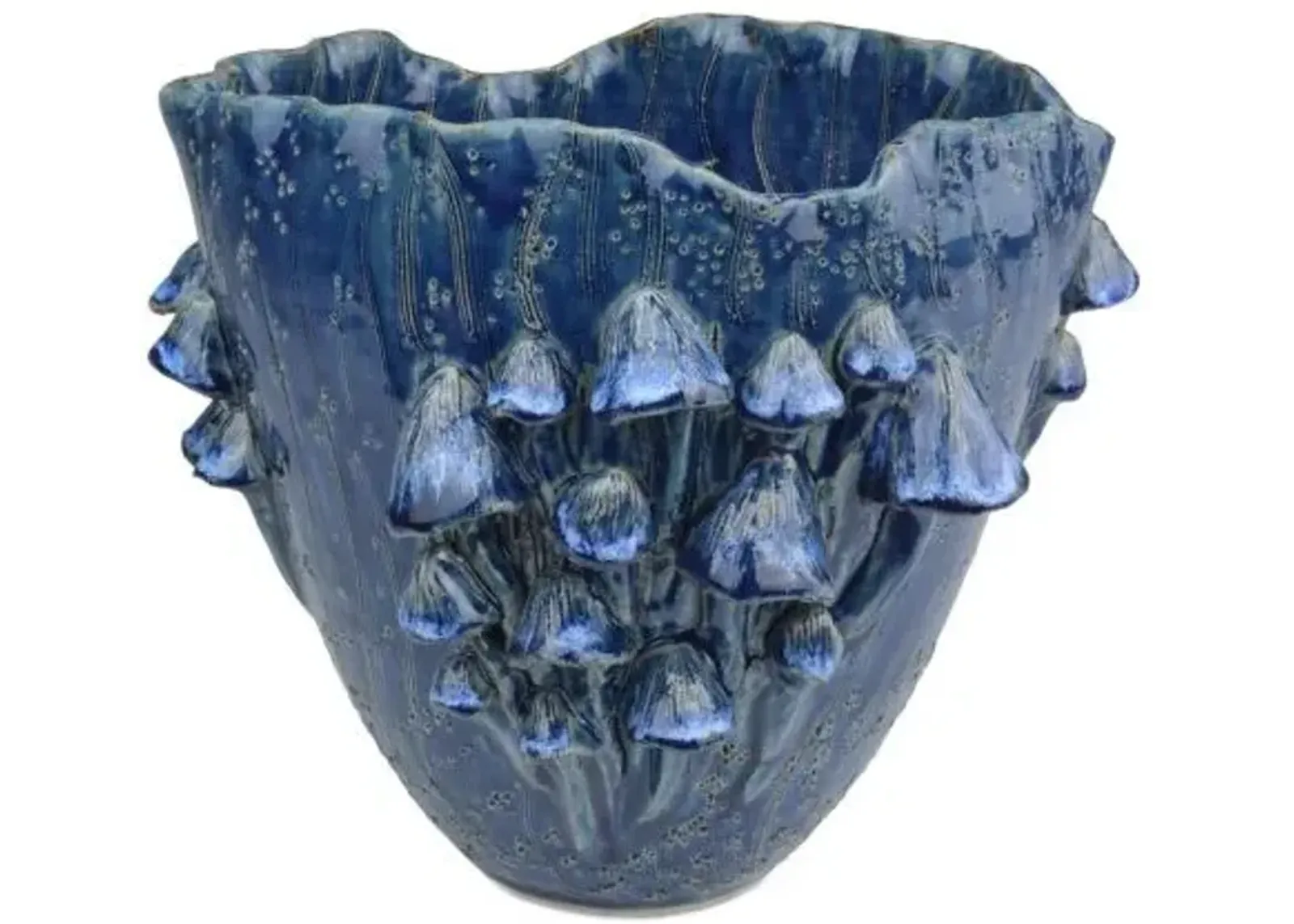 Conical Mushrooms Vase - Dark Blue - Currey & Company