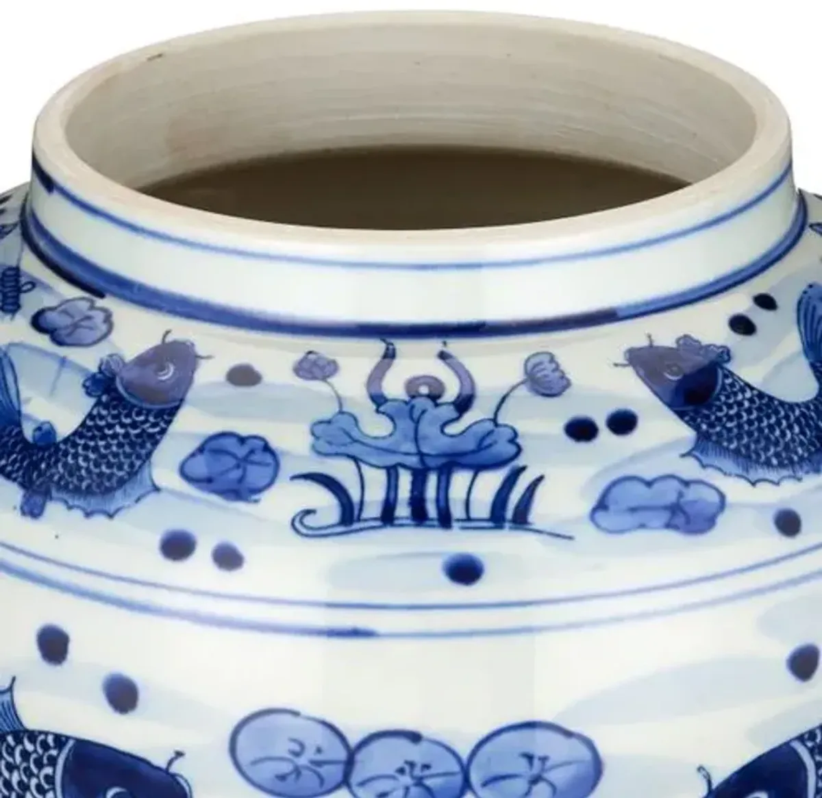 South Sea Temple Jar - Dark Blue/White - Currey & Company