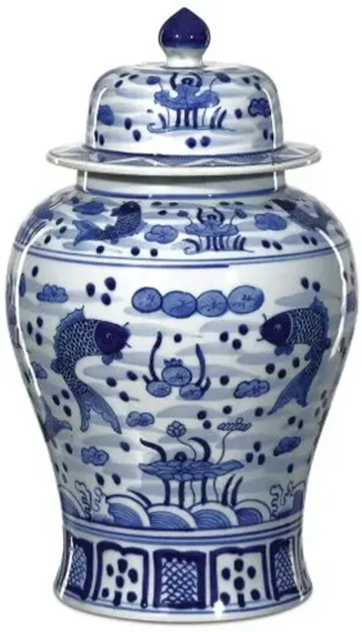 South Sea Temple Jar - Dark Blue/White - Currey & Company