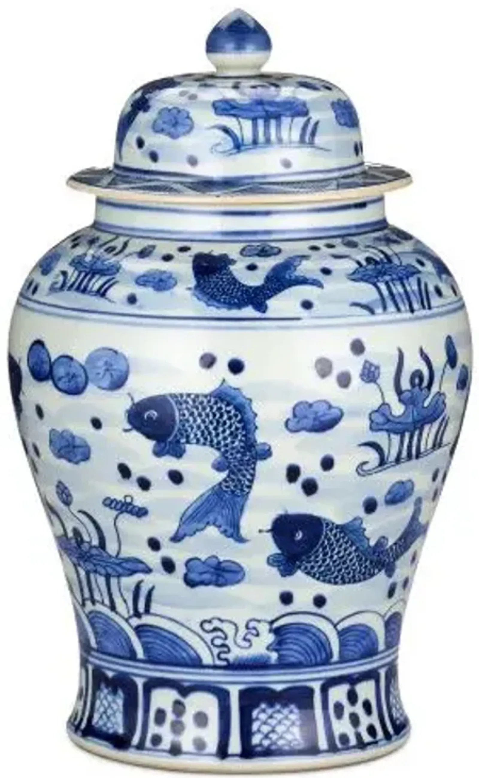 South Sea Temple Jar - Dark Blue/White - Currey & Company