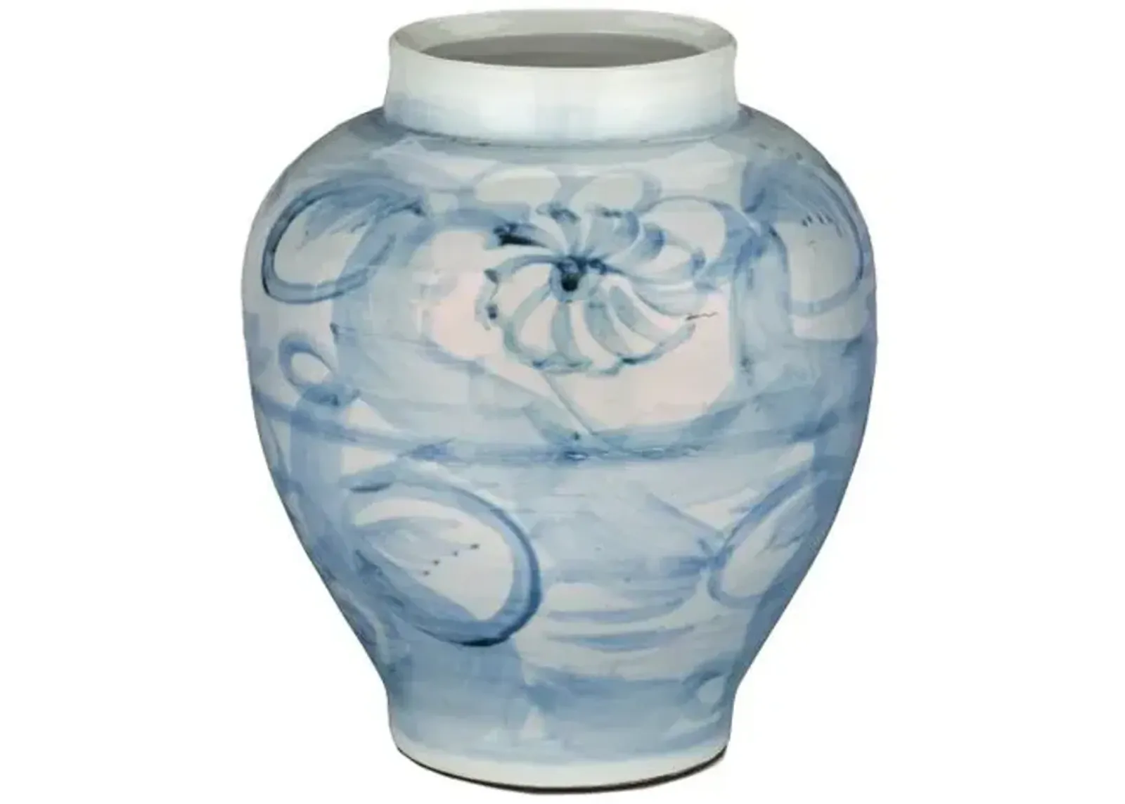 Ming Style Countryside Preserve Pot - Pale Blue/White - Currey & Company