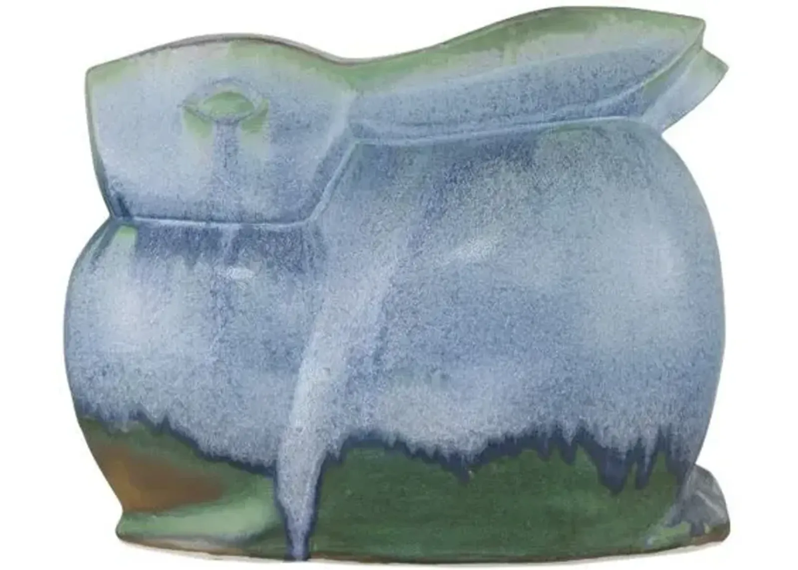 Lapine Porcelain Bunny Object - Reactive Blue/Green - Currey & Company