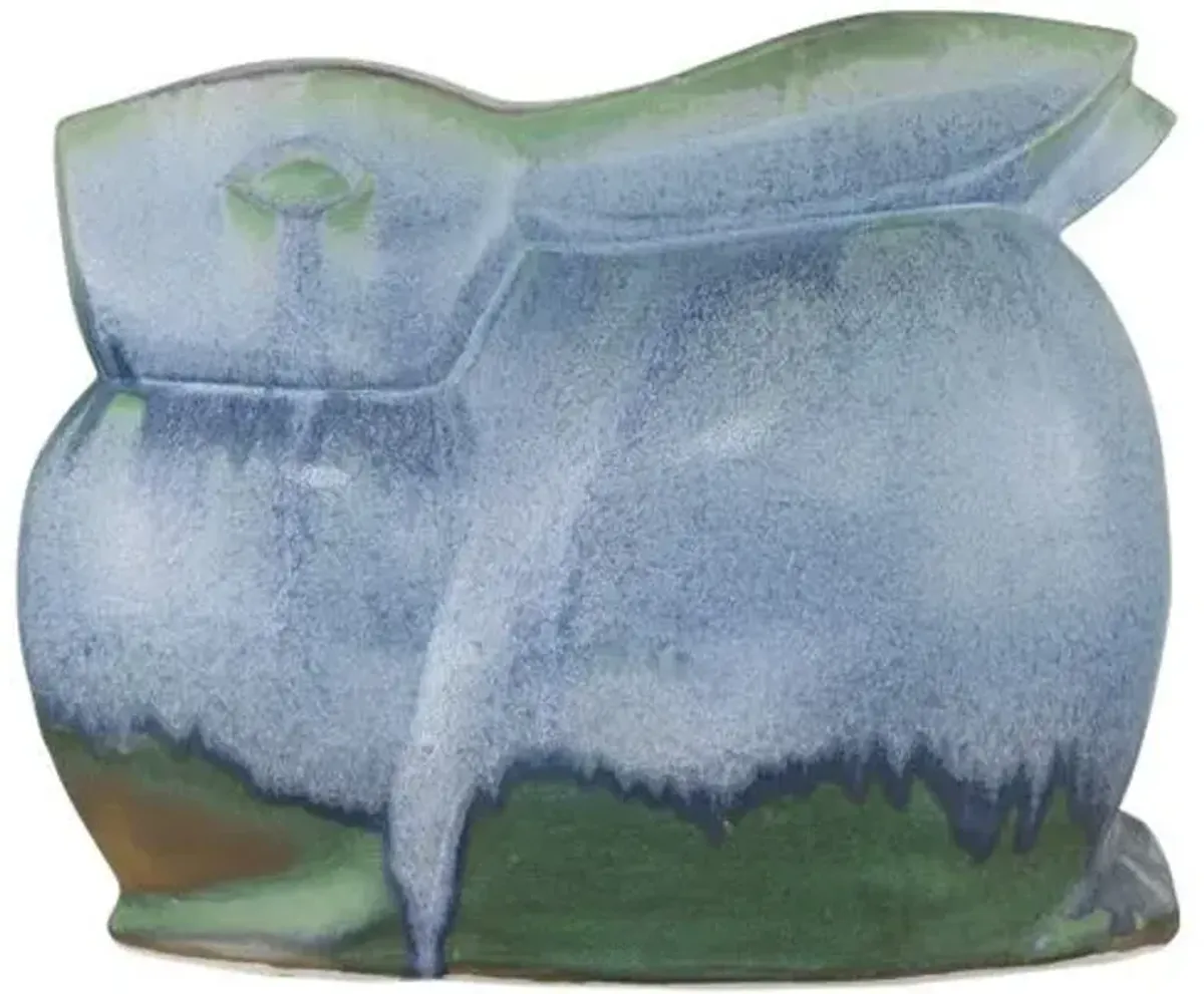 Lapine Porcelain Bunny Object - Reactive Blue/Green - Currey & Company