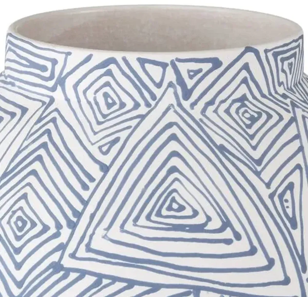 Blue Zag Vase - Blue/White - Currey & Company