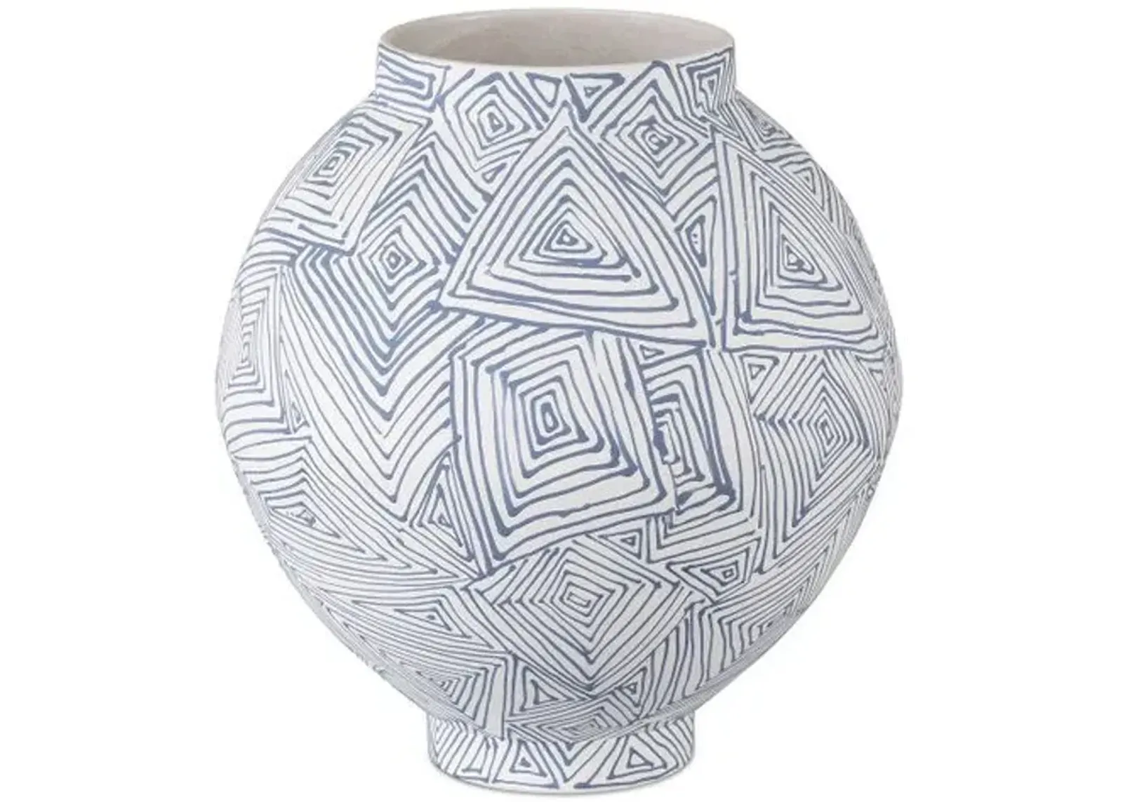 Blue Zag Vase - Blue/White - Currey & Company