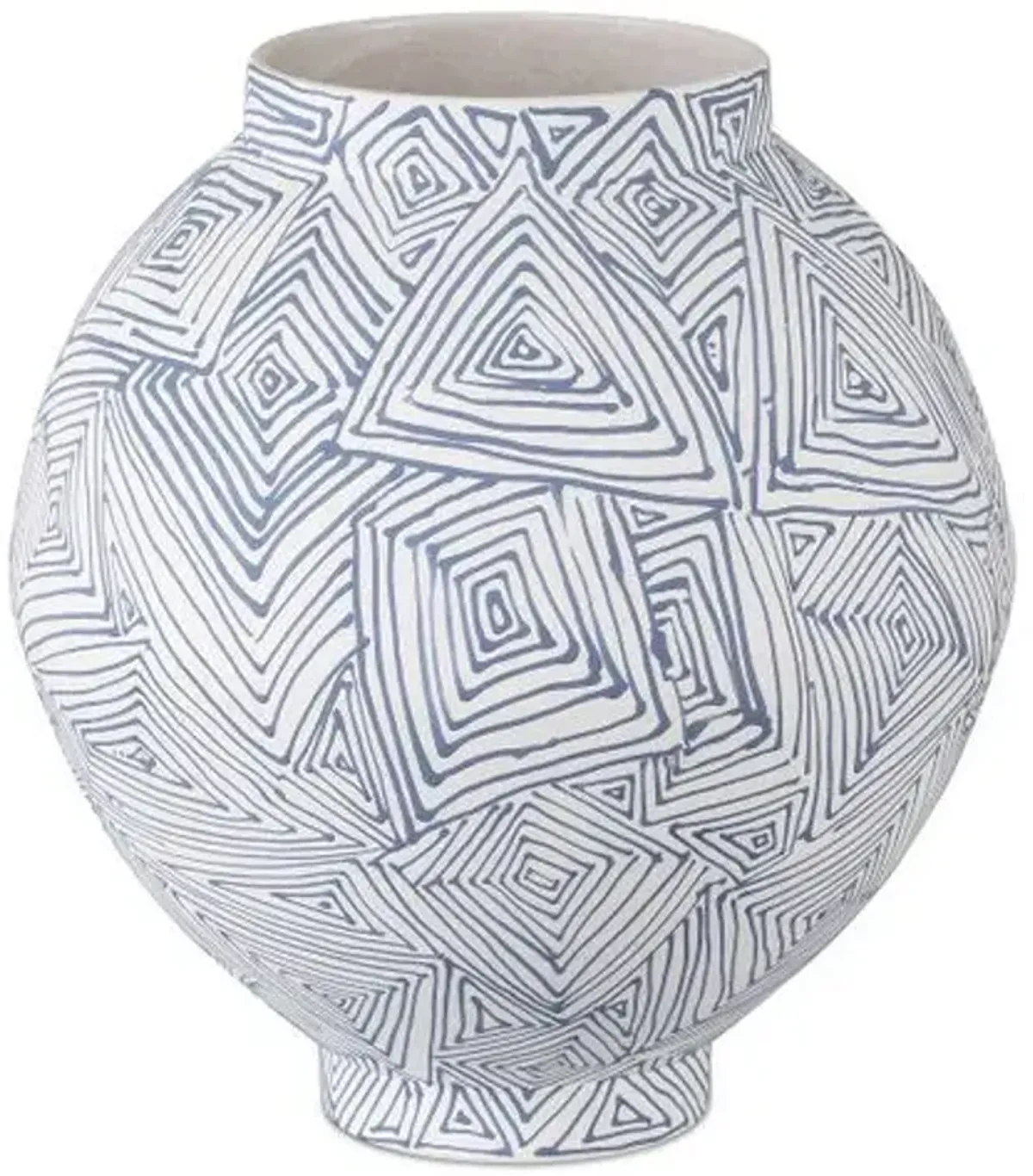 Blue Zag Vase - Blue/White - Currey & Company