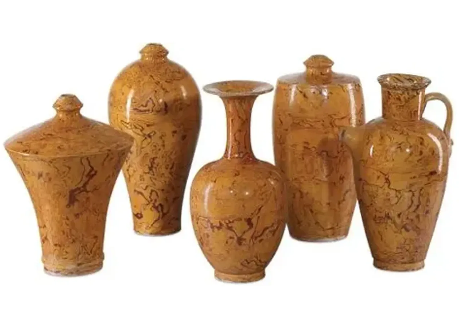 Set of 5 Romulus Vases - Yellow/Brown - Currey & Company