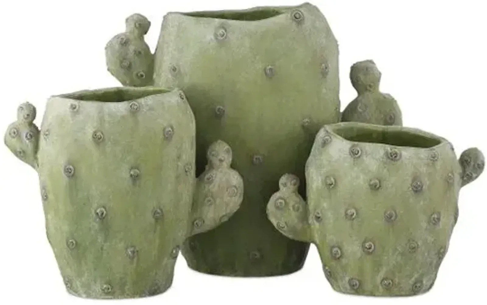 Set of 3 Cactus Vases - Green - Currey & Company