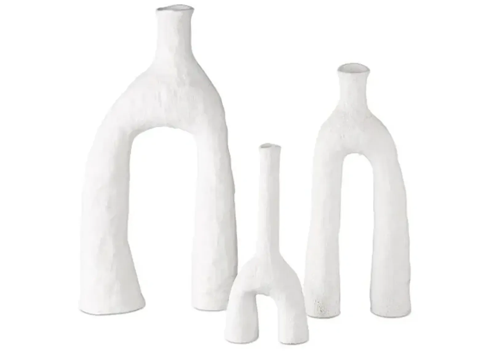 Set of 3 Zante Vases - Matte White - Currey & Company