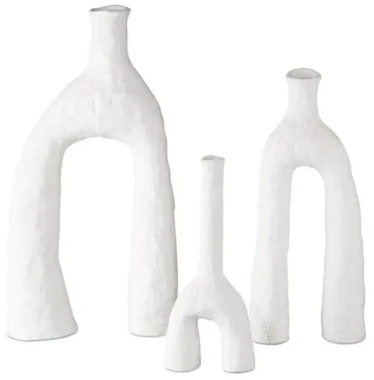 Set of 3 Zante Vases - Matte White - Currey & Company