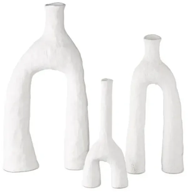 Set of 3 Zante Vases - Matte White - Currey & Company