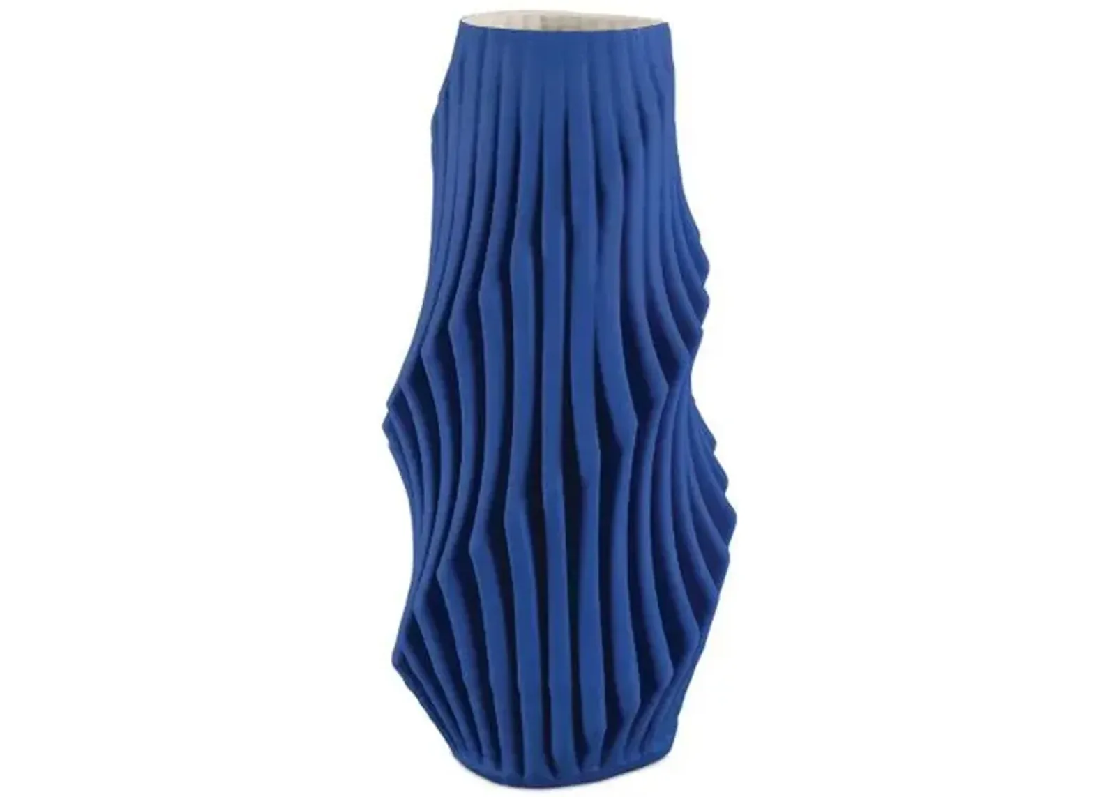 Blue Pleat Vase - Cobalt Blue - Currey & Company