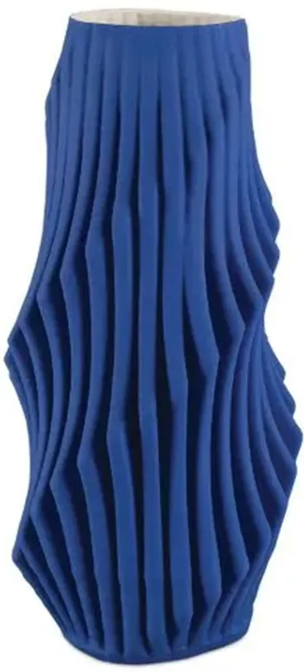 Blue Pleat Vase - Cobalt Blue - Currey & Company